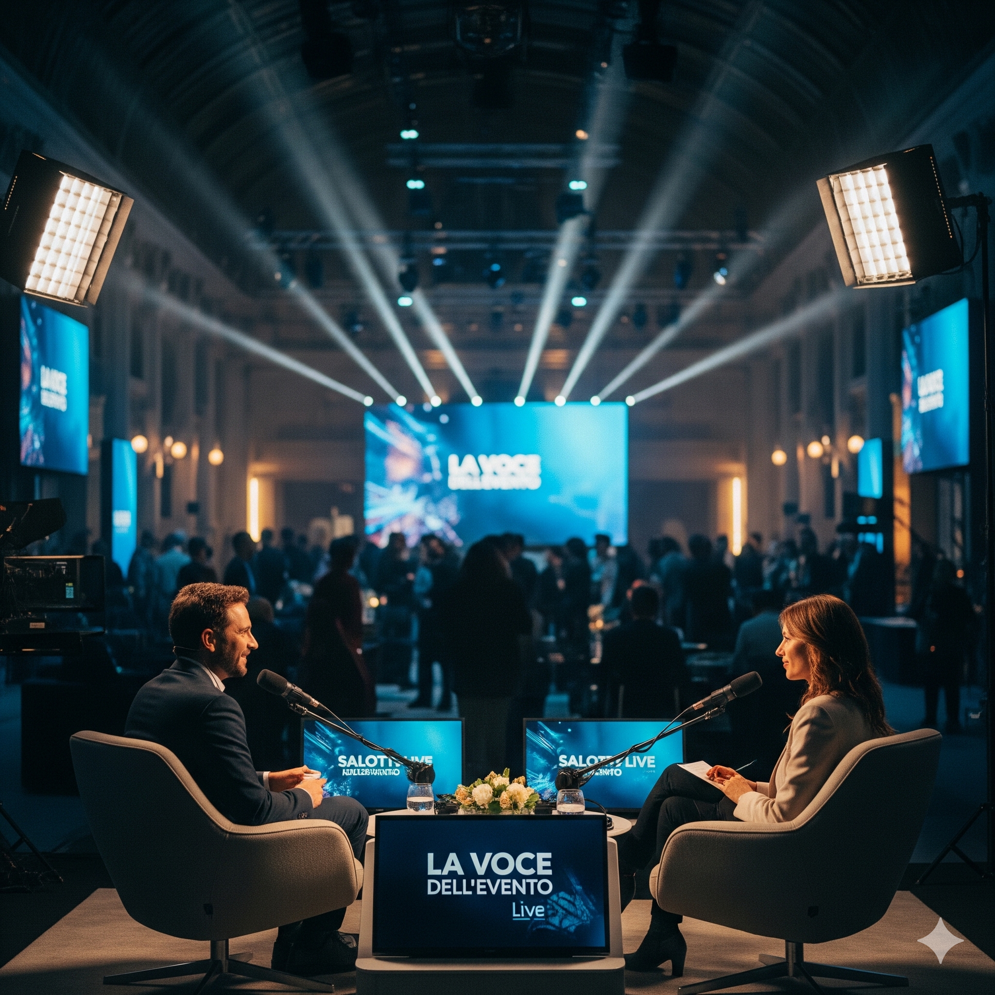 Set Fast Video ispirato a La Voce dell’Evento durante una produzione live
